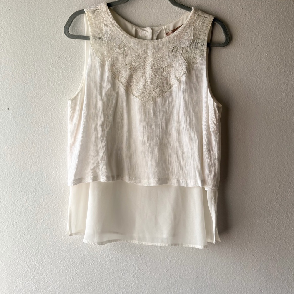 Forever 21 White Layered Lace Blouse